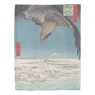 Eagle over Edo Bay Vintage Ukiyo-e Japanese Art Duvet Cover