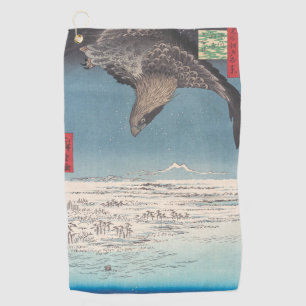 Eagle over Edo Bay Vintage Ukiyo-e Japanese Art Golf Towel