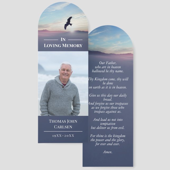 Eagle Over Mountains Blue Prayer Card Bookmarks (Front & Back)