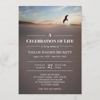 Eagle Over Mountains Celebration of Life Invitation