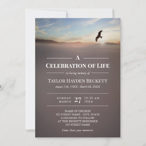 Eagle Over Mountains Celebration of Life Invitation