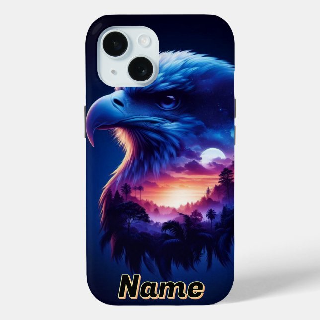 Eagle Overlayed with Mystical Sunset Landscape Case-Mate iPhone Case (Back)