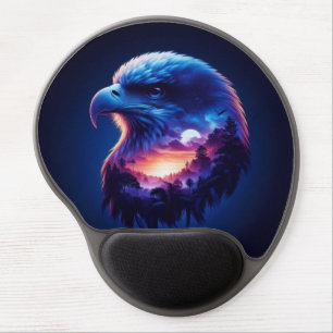 Eagle Overlayed with Mystical Sunset Landscape Gel Mouse Pad