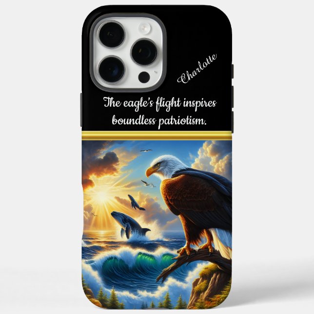 Eagle oversees whale at sunset Case-Mate iPhone case (Back)