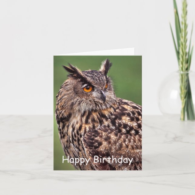 Eagle Owl Birthday Card (Front)