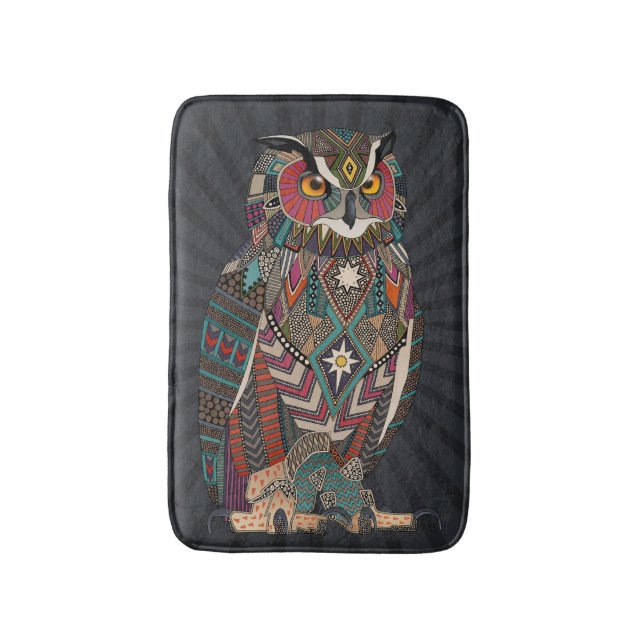 eagle owl dark bath mat (Front Vertical)