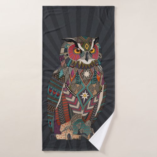 eagle owl dark bath towel