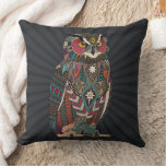 eagle owl dark throw pillow