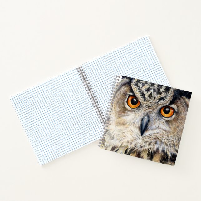 Eagle Owl face fine art portrait  Notebook (Inside)