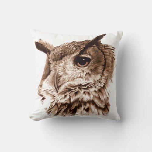 Eagle owl fine art throw pillow