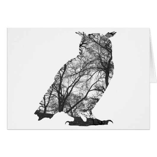 Eagle owl forest trees cards (Front Horizontal)