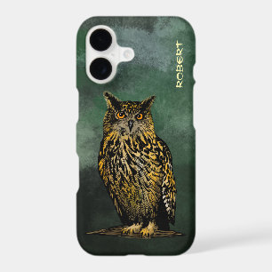 Eagle owl in the twilight forest iPhone 17 case