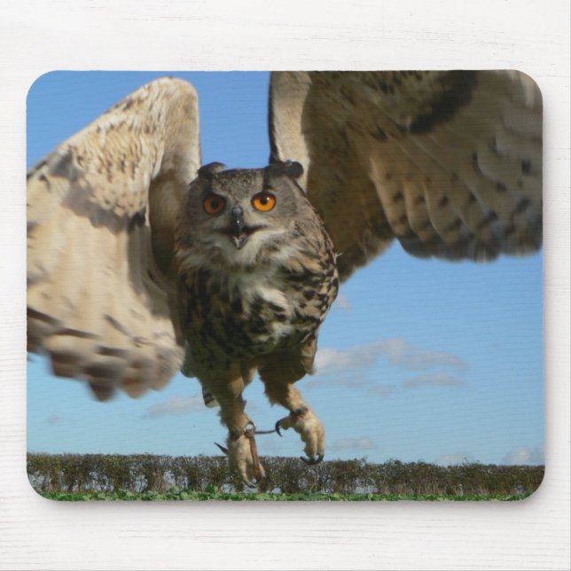 Eagle Owl Swooping Mouse Pad (Front)