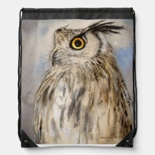 Eagle Owl Wildlife Art Drawstring Bag