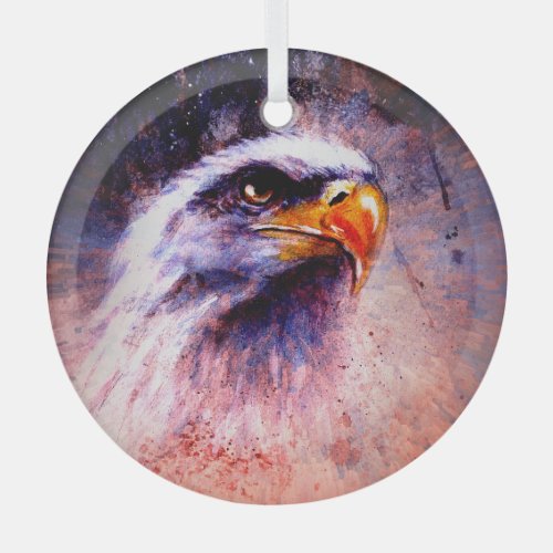 Eagle painting abstract background colorful spot glass ornament