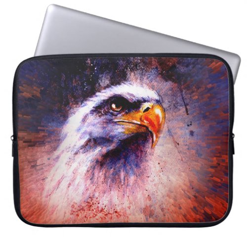 Eagle painting abstract background colorful spot laptop sleeve