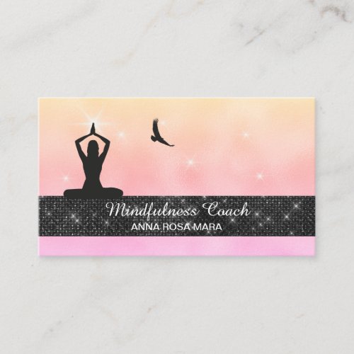  Eagle Pastel Ombre Yoga Glitter Meditation Business Card