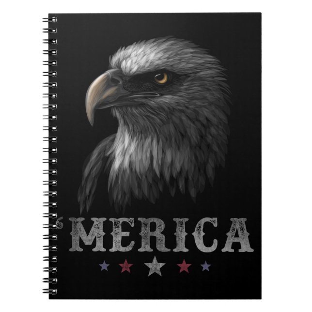 Eagle Patriotic Merica 4th of July American USA Notebook (Front)