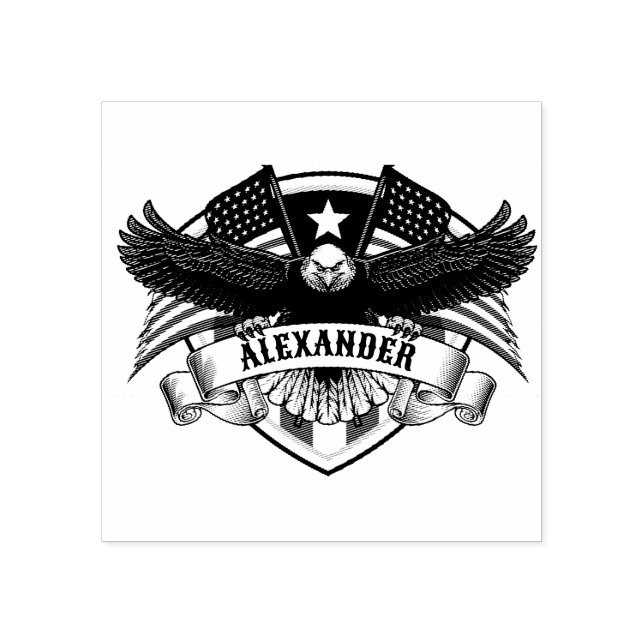 Eagle Patriotic Patch Rubber Stamp (Imprint)