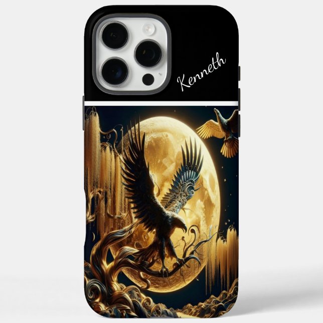 Eagle Perched on Branch Under Moon Case-Mate iPhone Case (Back)