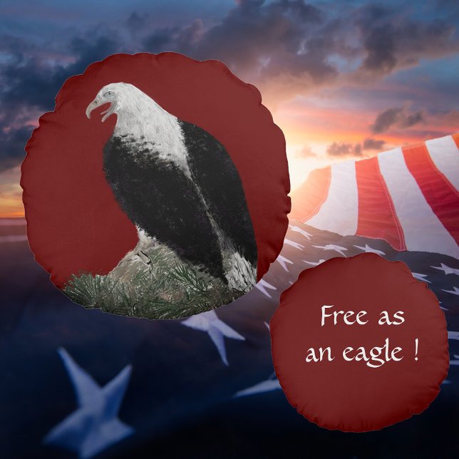 Eagle Personalize Text Round Pillow (Creator Uploaded)