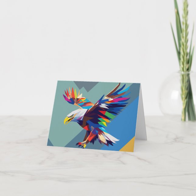 Eagle pop art letterpress thank you card (Front)