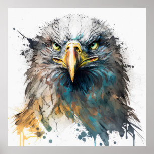 Eagle Portrait Animal Painting Wildlife Outdoors Poster