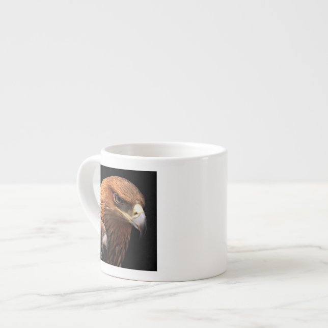 Eagle portrait isolated on black espresso cup (Front Left)