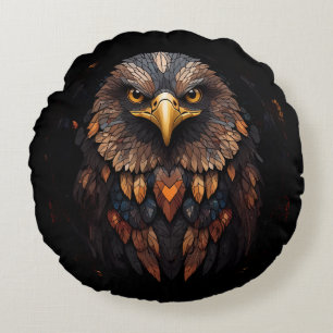 Eagle portrait on a black background  round pillow