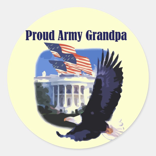 Eagle Proud Army Grandpa Tshirts and Gifts Classic Round Sticker (Front)