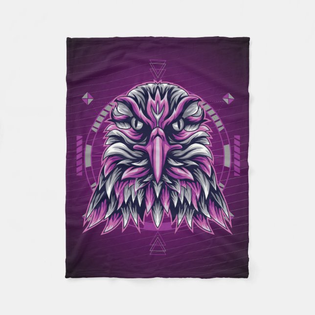 Eagle Purple Geometric Fleece Blanket (Front)