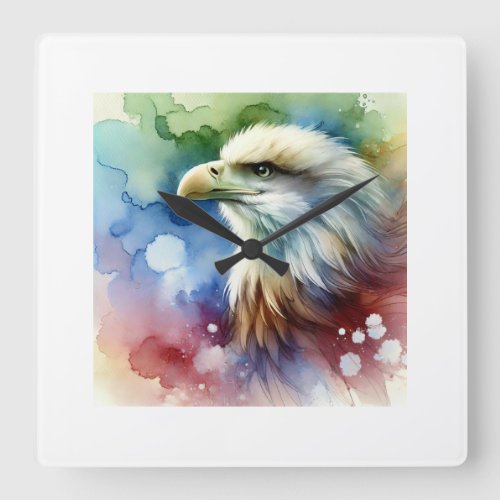 Eagle Raptor 190624AREF115 _ Watercolor Square Wall Clock