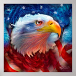 Eagle - Red White Blue Fine Art Poster/Print Poster