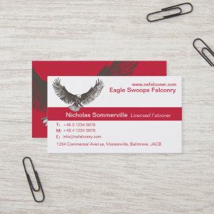 Eagle red & white falconry company business card