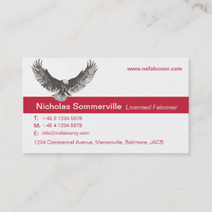 Eagle red & white falconry personal business card