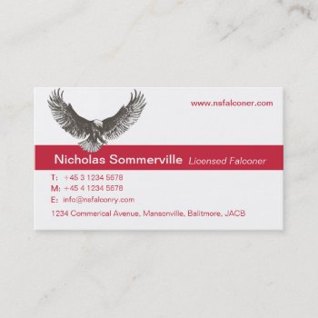 Eagle Red & White Falconry Personal Business Card by Mylittleeden at Zazzle