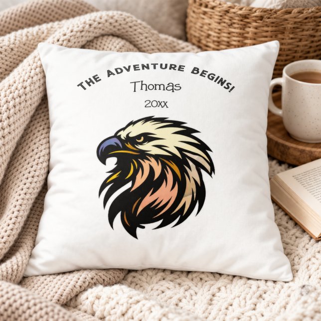 Eagle Retirement Gift Masculine Adventure Throw Pillow (Creator Uploaded)
