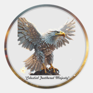 "Eagle’s Resplendent Pose" Classic Round Sticker