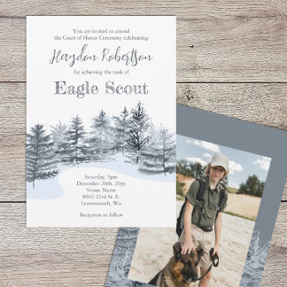 Eagle Scout, Court of Honor, Gray Forest Trees Invitation