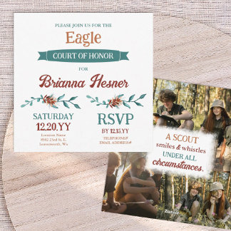 Eagle Scout Court of Honor, Pinecones & Leaves Invitation