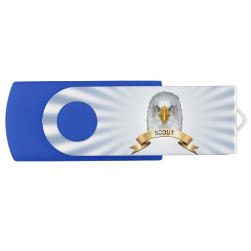 Eagle scout  golden ribbon on blue white rays flash drive