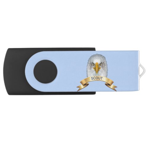 Eagle scout  golden ribbon on light blue flash drive