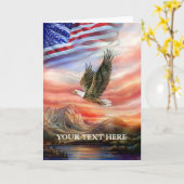 Eagle Scouting the Sky with Flag Card (Yellow Flower)