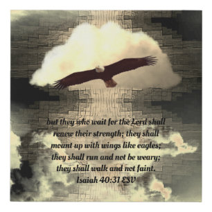Eagle Scripture Faux Canvas Print