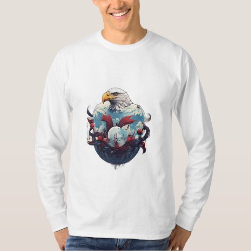 Eagle Serenade Vector Mug Design with Musical Har T_Shirt