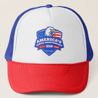 Eagle Shield 1776–2026 Quarter-Millennium Pride US Trucker Hat
