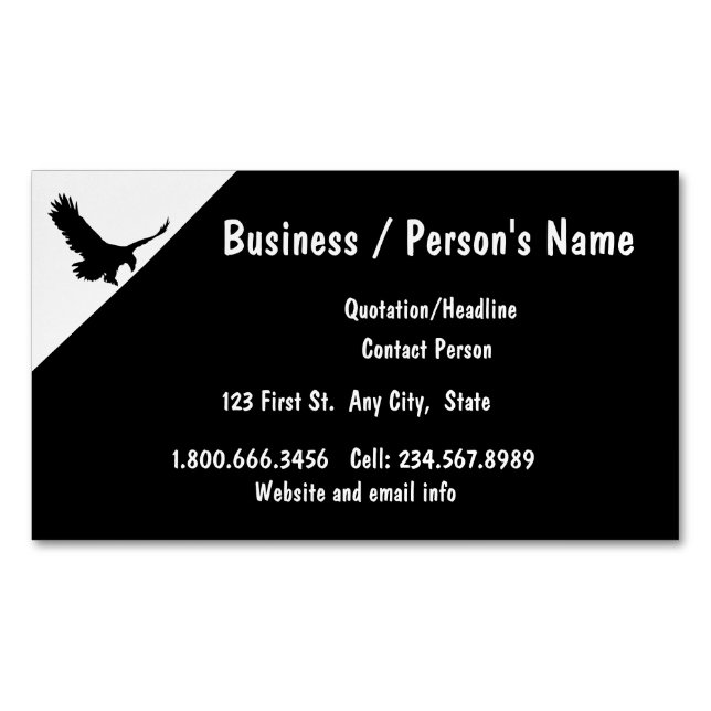Eagle Silhouette Bird Nature Animal Custom Business Card Magnet (Front)