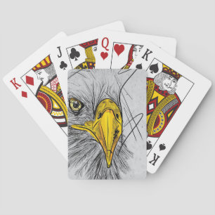 Eagle Sketch Face Wall Art Poker Cards