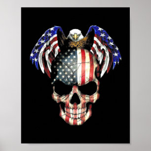 Eagle Skull American Flag Poster
