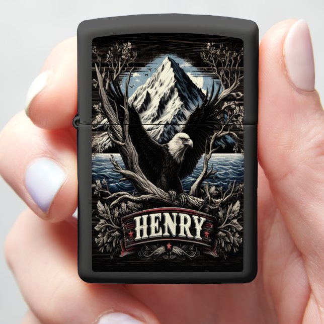Eagle Soaring Above Henry's Peak Zippo Lighter (In Hand)